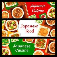 cuisine japonaise, jeu de bannières vectorielles de cuisine japonaise vecteur