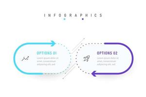 modèle de conception d'étiquettes infographiques vectorielles avec icônes et 2 options ou étapes. peut être utilisé pour le diagramme de processus, les présentations, la mise en page du flux de travail, la bannière, l'organigramme, le graphique d'informations. vecteur