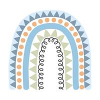 arc-en-ciel bohème scandinave isolé sur fond blanc. clipart boho dessiné à la main, décoration pour enfants avec arc-en-ciel mignon. style ethnique vecteur