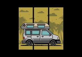 conception de badge illustration van camper vecteur