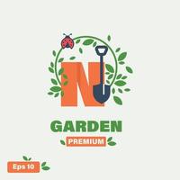 jardin alphabet n logo vecteur