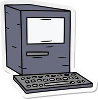 autocollant dessin animé doodle d'un ordinateur et d'un clavier vecteur