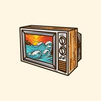 illustration de style télévisé des vagues de la plage. pour l'impression et d'autres utilisations vecteur