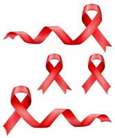 ruban brillant en soie rouge à l'appui de l'illustration vectorielle de la maladie du sida isolée sur fond blanc vecteur