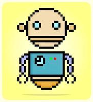 Robot pixel 8 bits dans les illustrations vectorielles pour les actifs du jeu. vecteur