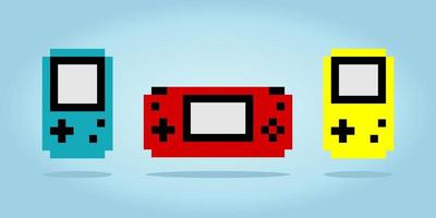 Pixel 8 bits de console de jeu portable. gadget en illustration vectorielle pour les ressources de point de croix et de jeu. vecteur
