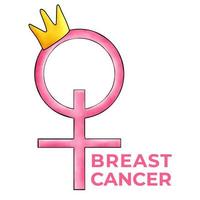 le mois de sensibilisation au cancer du sein est une simple conception de fond d'affiche moderne. signe rose du principe féminin dans la couronne. vecteur