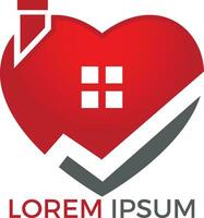 création de logo de maison douce. maison et symbole de coeur ou d'amour. icône vectorielle familiale, immobilière et immobilière. vecteur