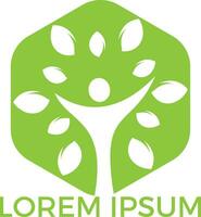 logo des gens de l'arbre. conception de logo de personnes en bonne santé. icône du logo de la vie humaine du vecteur d'arbre de personnes abstraites.