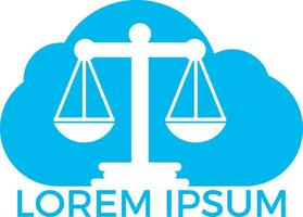 création de logo cloud et échelle de la justice. symbole de cabinet d'avocats, d'avocat ou de cabinet d'avocats. vecteur