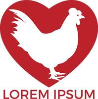 création de logo vectoriel en forme de coeur de poule. logo, signe, icône pour l'épicerie, les magasins de viande, la boucherie, le marché fermier.