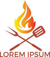 création de logo de barbecue. création de logo de steak frais. icône de steak et barbecue. vecteur