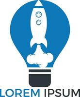 création de logo d'ampoule et de fusée. ampoule et symbole ou icône d'avion. vecteur