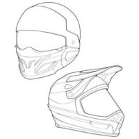 ensemble de modèles de casque intégral, illustration vectorielle de casque d'art en ligne, vecteur d'art en ligne, vecteur de casque