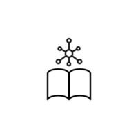 livres, fiction et concept de lecture. signe vectoriel dessiné dans un style plat moderne. pictogramme de haute qualité adapté à la publicité, aux sites Web, aux magasins Internet, etc. icône de ligne de composé chimique sur le livre
