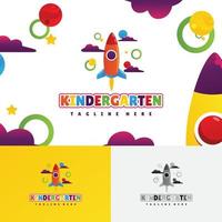 modèle de logo d'apprentissage du lance-roquettes de la maternelle pour les enfants vecteur