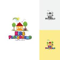 aire de jeux pour enfants avec modèle de logo de concept de maison de jardin d'enfants vecteur
