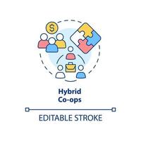 icône de concept de coopératives hybrides. illustration de la ligne mince de l'idée abstraite de la coopérative travailleur-consommateur. plus d'accès au capital. dessin de contour isolé. trait modifiable. vecteur