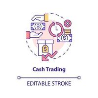 icône de concept de trading en espèces. illustration de ligne mince d'idée abstraite d'inconvénient de société coopérative. acheter et vendre des actions. dessin de contour isolé. trait modifiable. vecteur