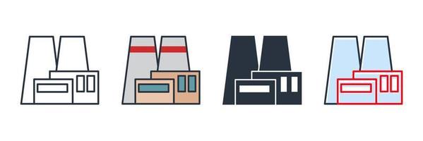 illustration vectorielle de logo d'icône de bâtiment d'usine. modèle de symbole de bâtiment industriel pour la collection de conception graphique et web vecteur