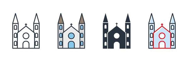 illustration vectorielle du logo de l'icône du bâtiment de l'église. modèle de symbole d'église pour la collection de conception graphique et web vecteur