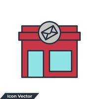 bureau de poste bâtiment icône logo illustration vectorielle. modèle de symbole de bureau de poste pour la collection de conception graphique et web vecteur
