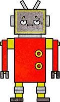 robot de dessin animé de texture grunge rétro vecteur