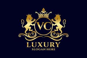 modèle initial de logo vc lettre lion royal luxe dans l'art vectoriel pour les projets de marque luxueux et autres illustrations vectorielles.