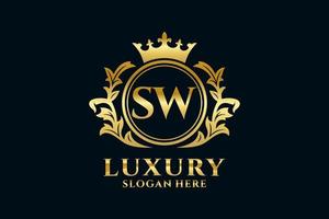 modèle de logo de luxe royal de lettre sw initiale dans l'art vectoriel pour des projets de marque luxueux et d'autres illustrations vectorielles.