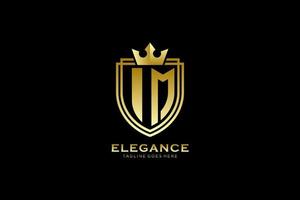 initial im logo monogramme de luxe élégant ou modèle de badge avec volutes et couronne royale - parfait pour les projets de marque de luxe vecteur