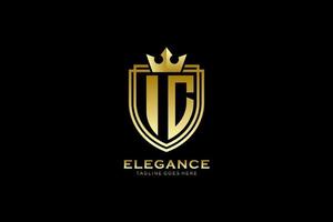 logo monogramme de luxe élégant initial ic ou modèle de badge avec volutes et couronne royale - parfait pour les projets de marque de luxe vecteur