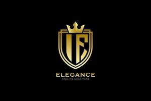 logo monogramme de luxe initial si élégant ou modèle de badge avec volutes et couronne royale - parfait pour les projets de marque de luxe vecteur