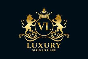 modèle initial de logo vl lettre lion royal luxe dans l'art vectoriel pour les projets de marque luxueux et autres illustrations vectorielles.