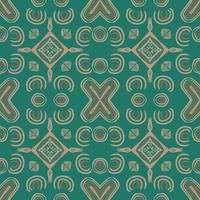élégant motif géométrique vert harmonieux de forme tribale. motif conçu en style ikat, aztèque, marocain, thaïlandais, arabe de luxe. idéal pour les vêtements en tissu, la céramique, le papier peint. illustration vectorielle.