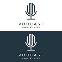 conception de vecteur de modèle de logo de podcast avec audio de microphone moderne et tendance. podcasts pour studio, interview, multimédia et web.