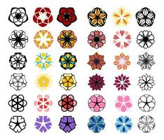 ornements de fleurs abstraites en dessin au trait coloré et noir. éléments pour votre conception. illustration vectorielle. vecteur