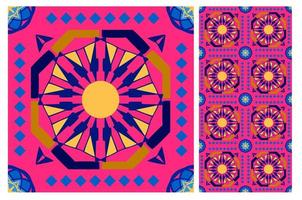 motif géométrique harmonieux, collection de carreaux de sol, motif de tissu moderne, ikat, boho, aztèque, folklorique, motif, gitan, arabe, style indien, batak, motif tribal, textile ethnique, papier peint et carreaux vecteur