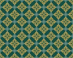 élégant motif géométrique vert harmonieux de forme tribale. motif conçu en style ikat, aztèque, marocain, thaïlandais, arabe de luxe. idéal pour les vêtements en tissu, la céramique, le papier peint. illustration vectorielle. vecteur