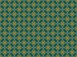 élégant motif géométrique vert harmonieux de forme tribale. motif conçu en style ikat, aztèque, marocain, thaïlandais, arabe de luxe. idéal pour les vêtements en tissu, la céramique, le papier peint. illustration vectorielle. vecteur