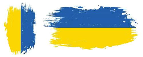 ensemble de vecteurs de conception de drapeau de texture grunge ukraine en détresse coloré vecteur