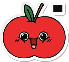 autocollant d'une pomme rouge de dessin animé mignon vecteur