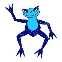 grenouille bleue. grenouille dessin animé tropical bleu animal dessin animé nature icône drôle vecteur