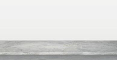Comptoir en pierre de béton gris sur fond panoramique blanc, modèle web promotionnel - vecteur