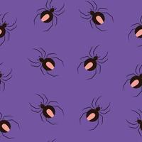 fond d'araignées sans soudure sur fond violet. fond de vecteur d'araignées dangereuses. fond de vecteur simple avec le thème des araignées pour halloween