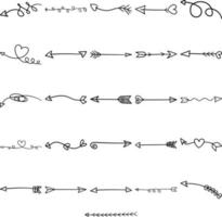 flèches dessinées à la main doodle dessin au trait ensemble de contours vecteur