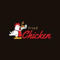 illustration d'un poulet transportant du poulet frit fait un bon logo vecteur