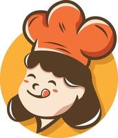 illustration vectorielle d'une femme chef, parfaite pour un restaurant ou un logo lié à la cuisine. vecteur