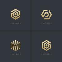 Hexagone commerce marketing commerce réseau concept de logo vectoriel