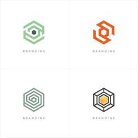 Hexagone commerce marketing commerce réseau concept de logo vectoriel