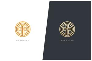 création de concept de logo vectoriel église